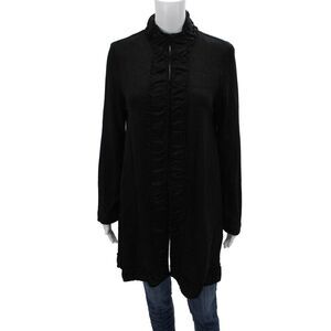 Pure Essence Women High Neck Zip Black Coatigan Sweater Size S